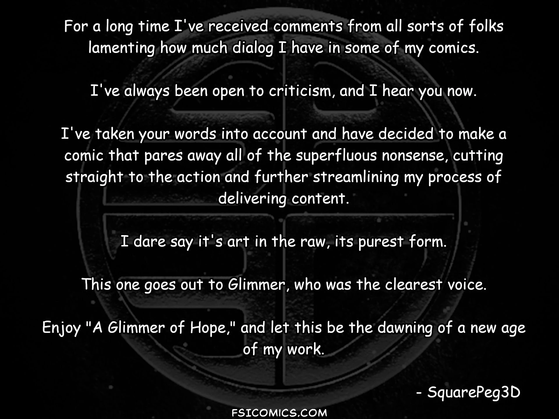 Glimmer of Hope Satire SquarePeg3D FSIComics.com 1 - FSIComics Glimmer of Hope Satire SquarePeg3D FSIComics.com 1 - FSIComics