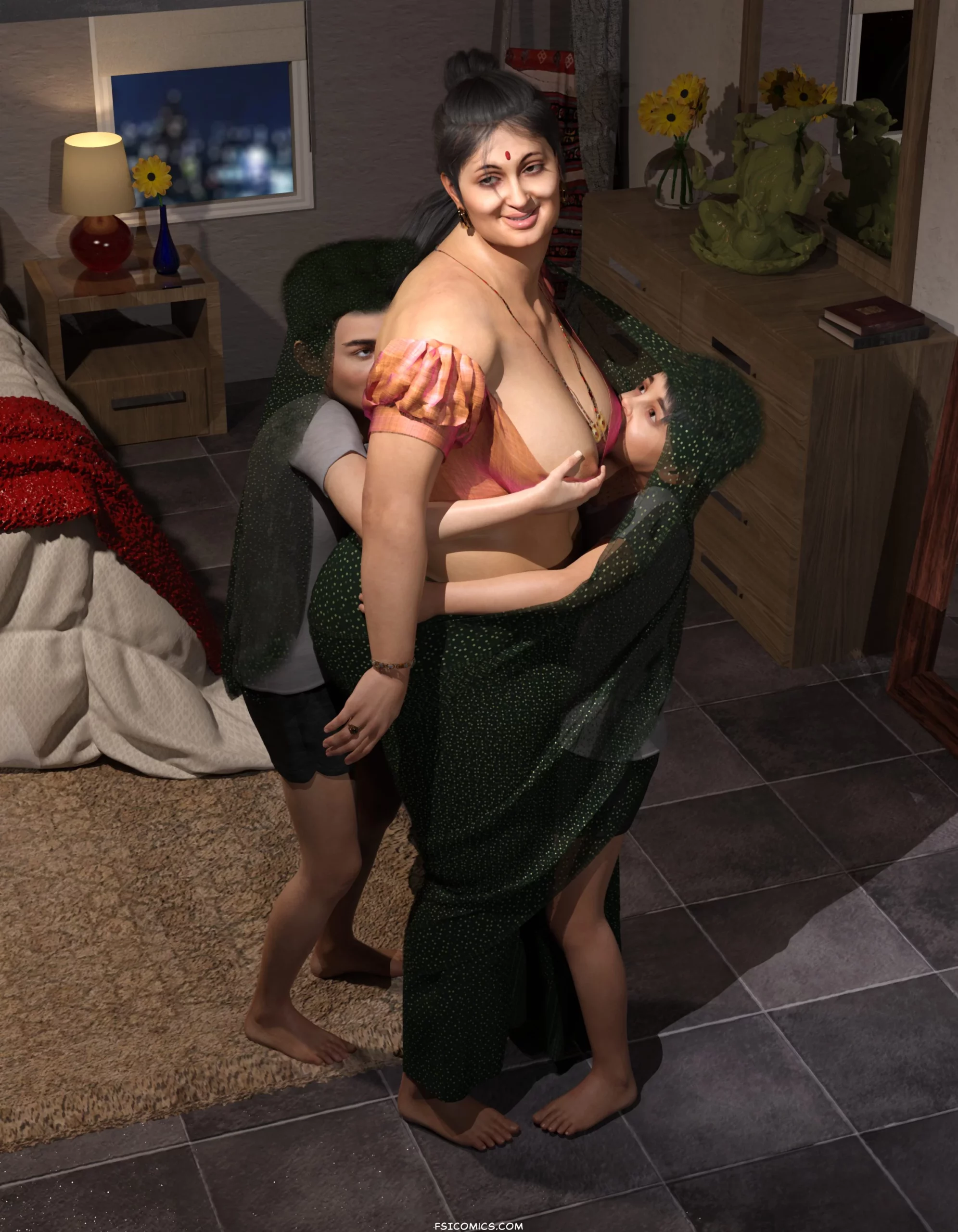 Radha with her naughty boys Utpala Varna FSIComics.com 3 scaled - FSIComics