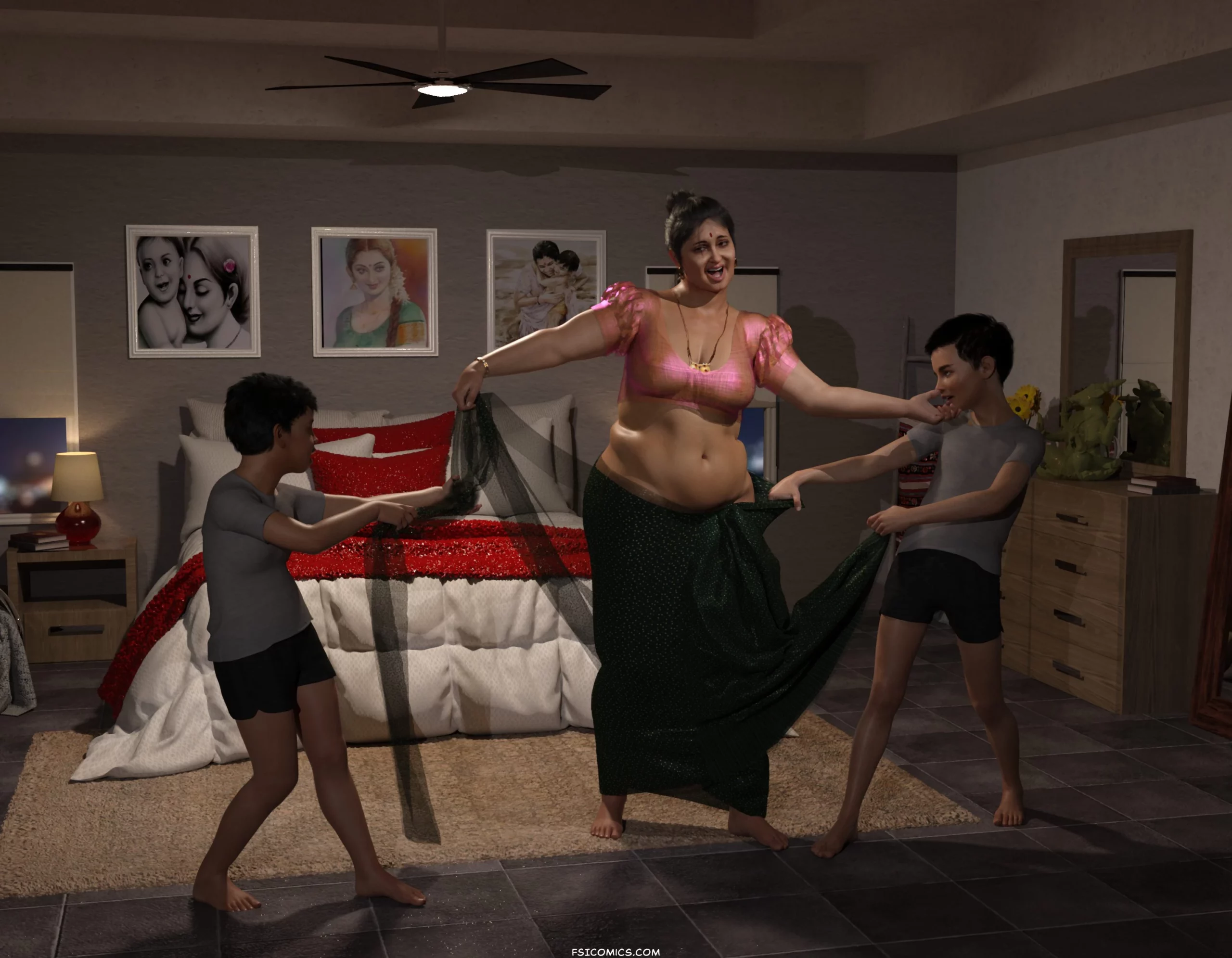 Radha with her naughty boys Utpala Varna FSIComics.com 6 scaled - FSIComics