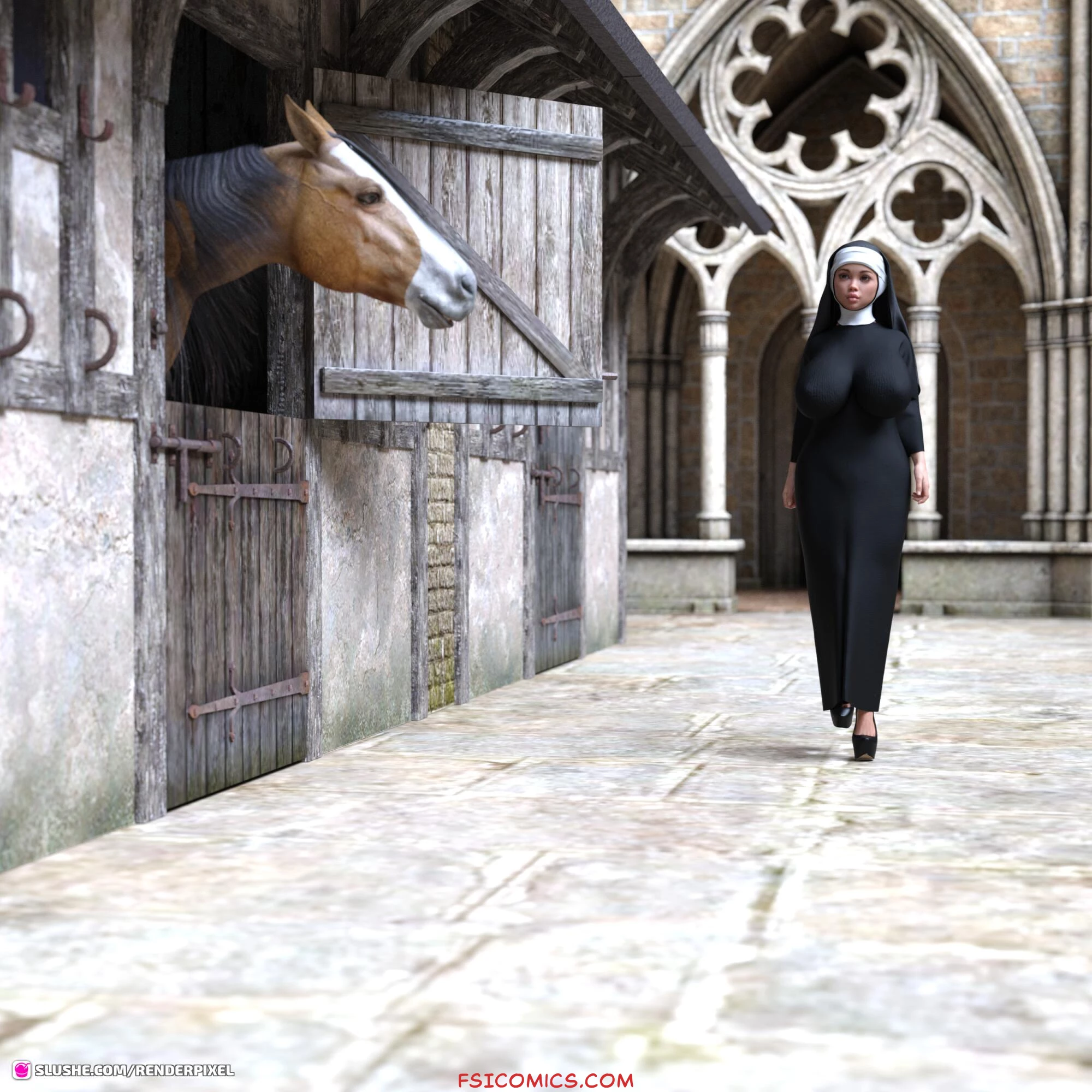 The new naughty nun - Commission – Renderpixel
