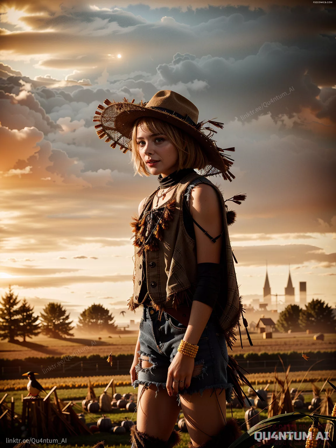 Chloe Gratz Moretz Halloween Scarecrow Cosplay Costume QuantumAI FSIComics.com 14 - FSIComics