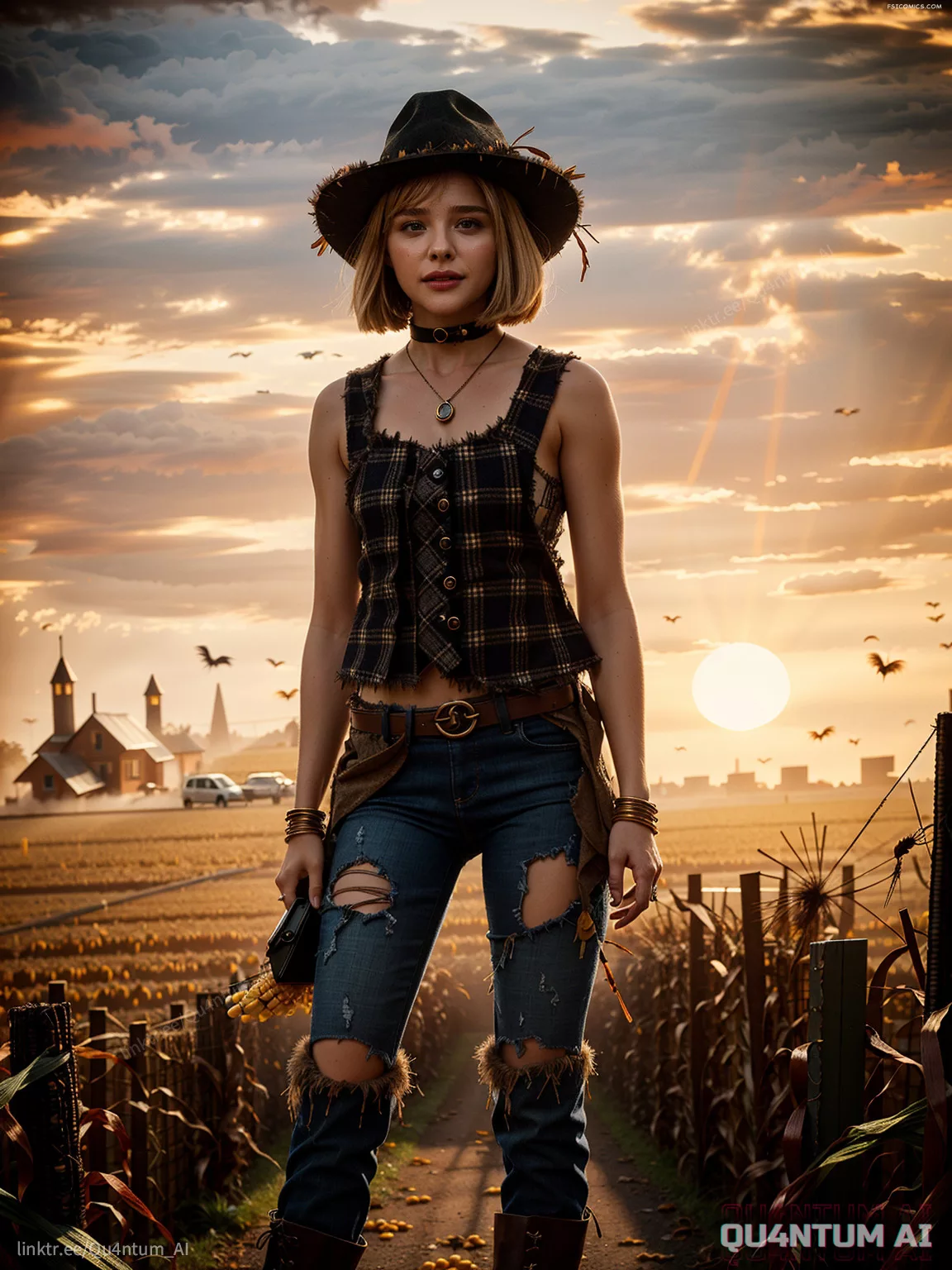 Chloe Gratz Moretz Halloween Scarecrow Cosplay Costume QuantumAI FSIComics.com 4 - FSIComics