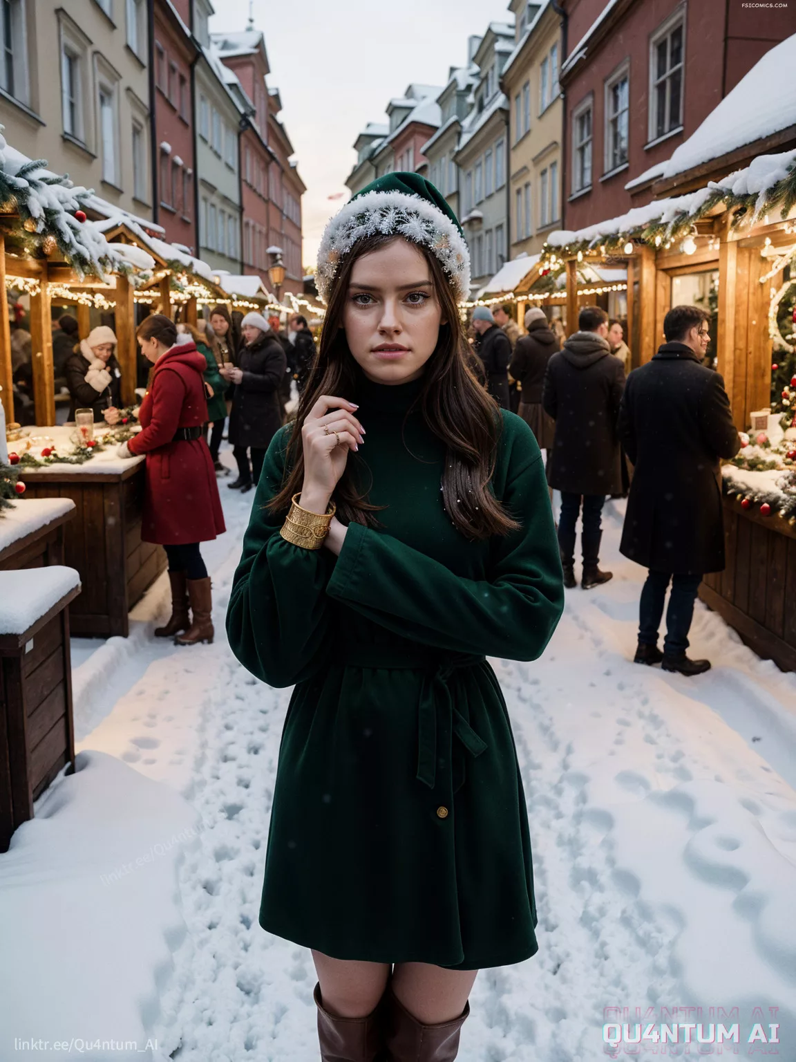 Daisy Ridley Christmas Old Town Rey Star Wars Europe QuantumAI FSIComics.com 3 - FSIComics