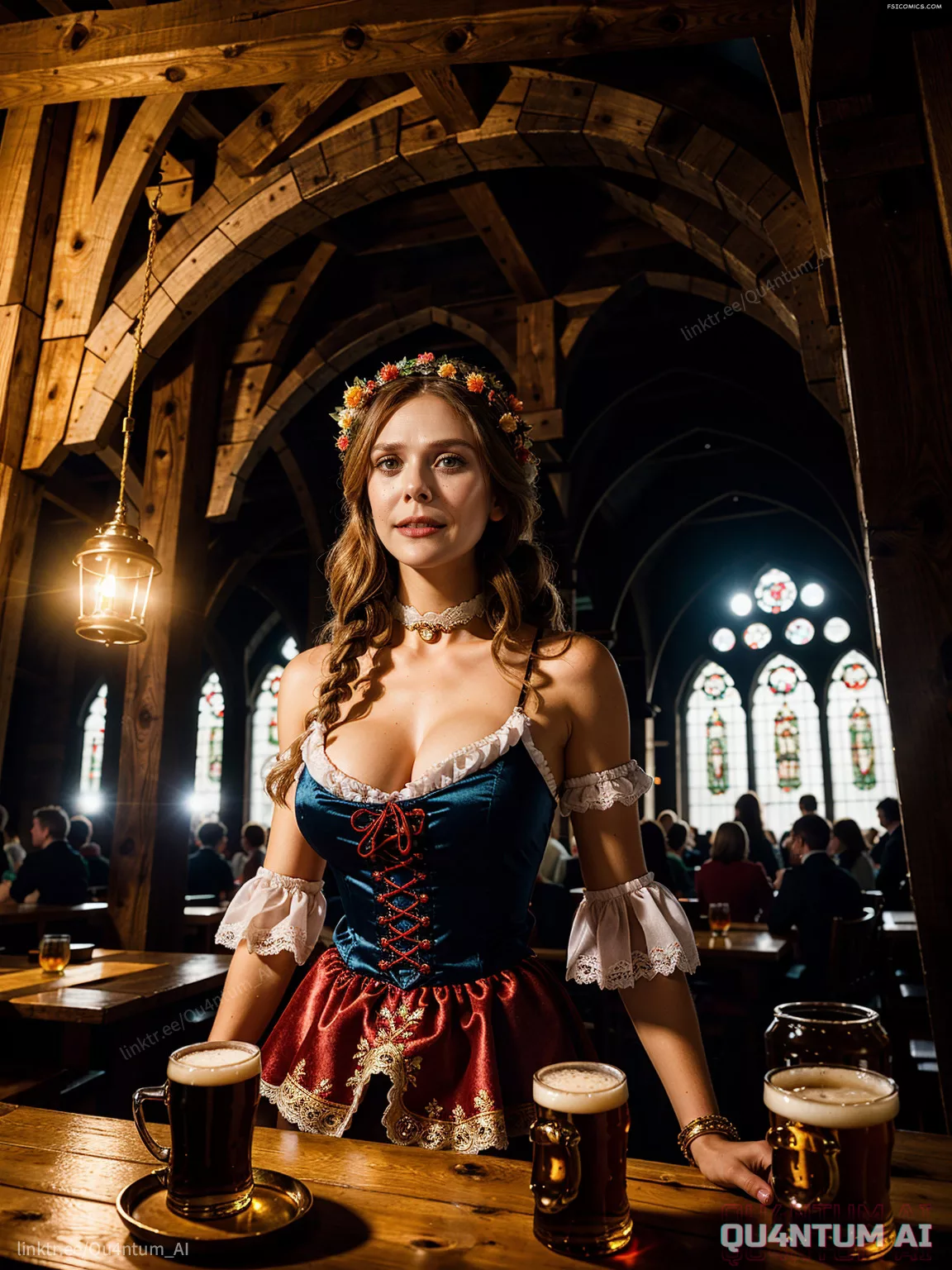 Elizabeth Olsen Jenna Ortega Sadie Sink Emilia Clarke Oktoberfest Mix QuantumAI FSIComics.com 3 - FSIComics