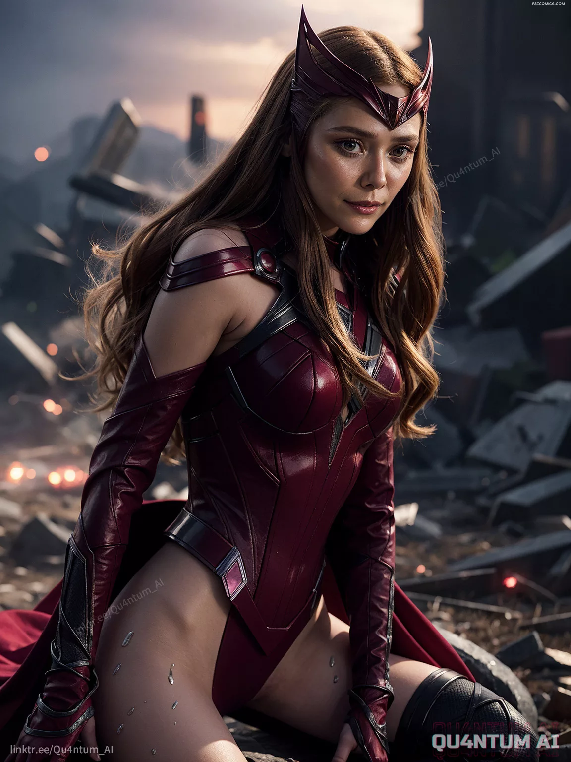Elizabeth Olsen Scatrlet Witch Wanda Vision Wanda Maximoff Avengers Super Heroine QuantumAI FSIComics.com 8 - FSIComics