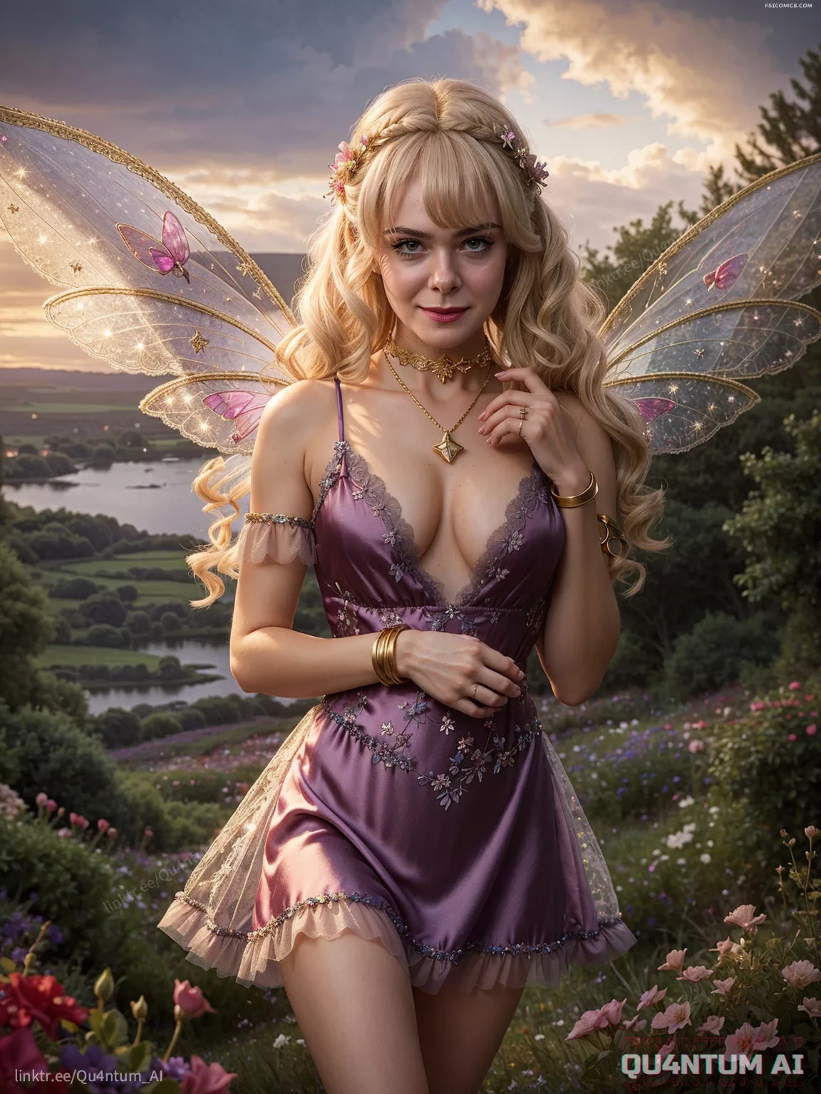 Elle Fanning - Fairy Magic Forest Lingerie Wings Fantasy – QuantumAI