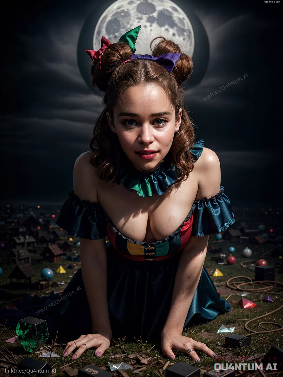 Emilia Clarke Halloween Creepy Clown Cosplay QuantumAI FSIComics.com 24 - FSIComics Emilia Clarke Halloween Creepy Clown Cosplay QuantumAI FSIComics.com 24 - FSIComics