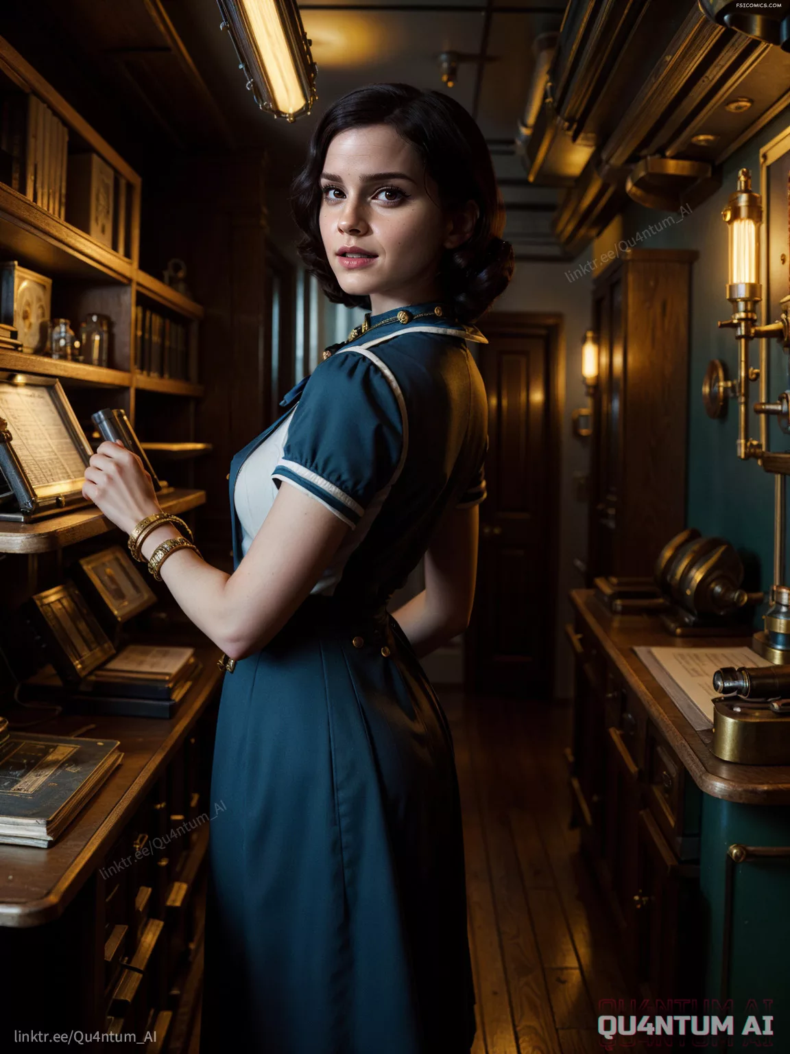 Emma Watson Elizabeth Comstock Bioshock Steampunk QuantumAI FSIComics.com 11 - FSIComics