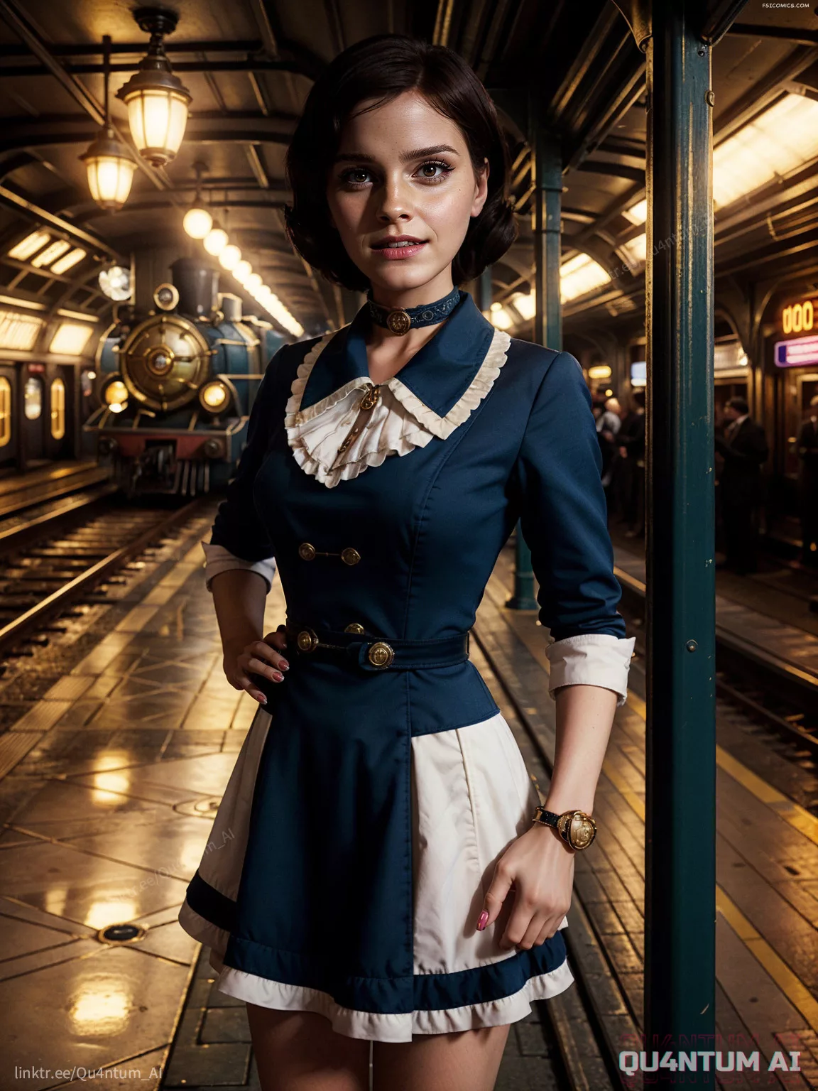 Emma Watson Elizabeth Comstock Bioshock Steampunk QuantumAI FSIComics.com 8 - FSIComics