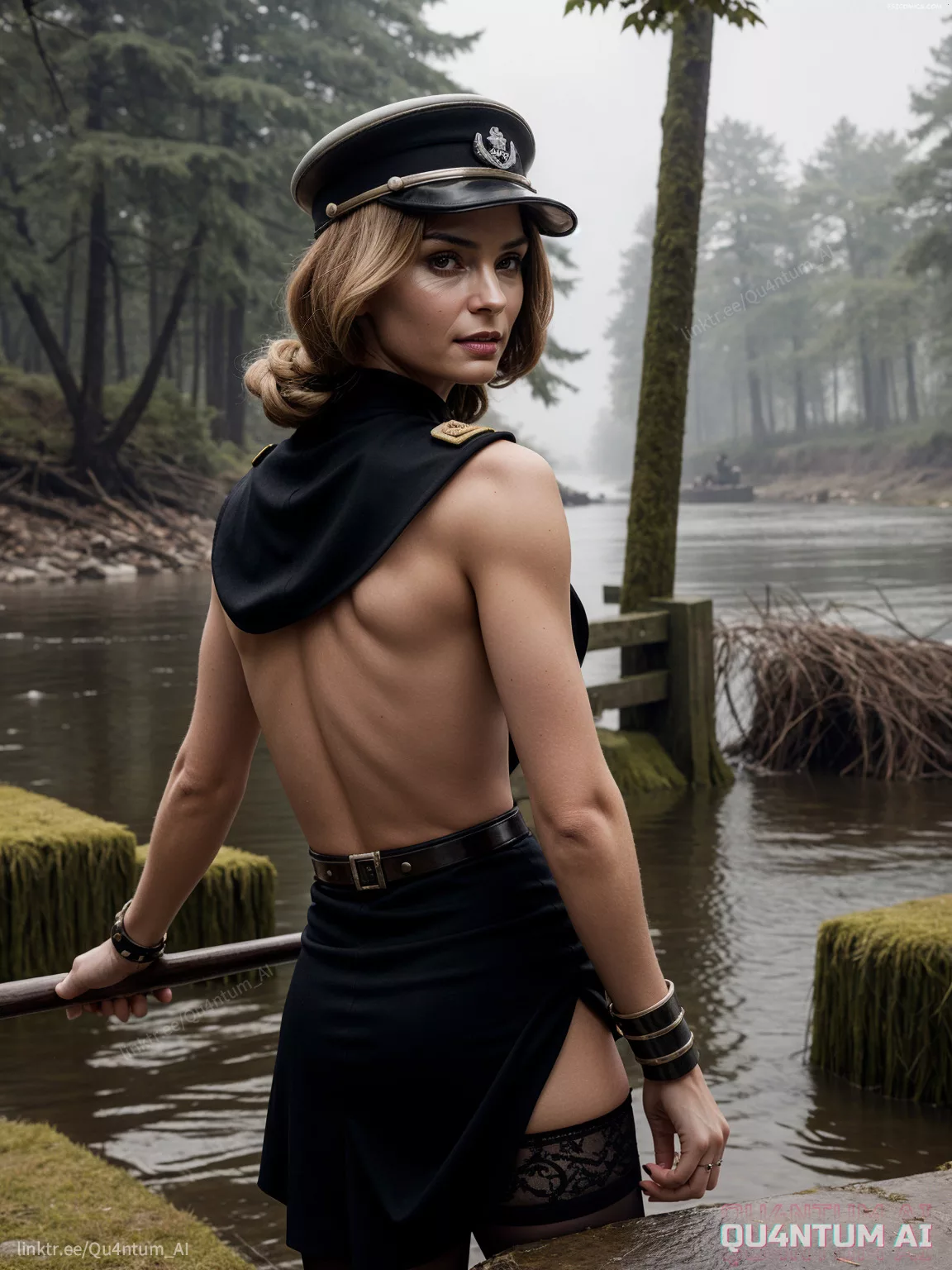 Famke Jannsen WWII Officer Lady Uniform BDSM Vintage Latex Leather Military QuantumAI FSIComics.com 15 - FSIComics
