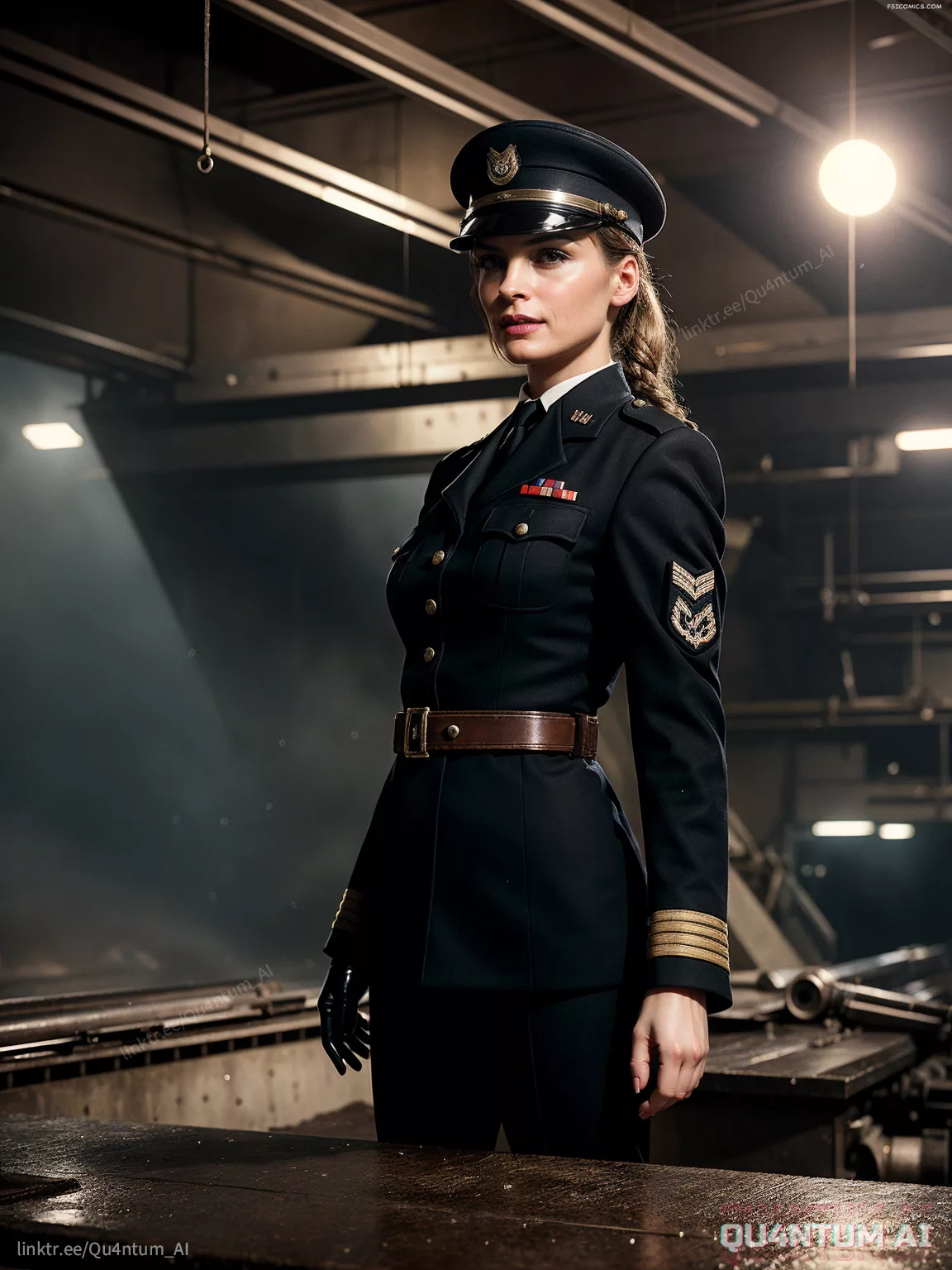 Famke Jannsen WWII Officer Lady Uniform BDSM Vintage Latex Leather Military QuantumAI FSIComics.com 24 - FSIComics