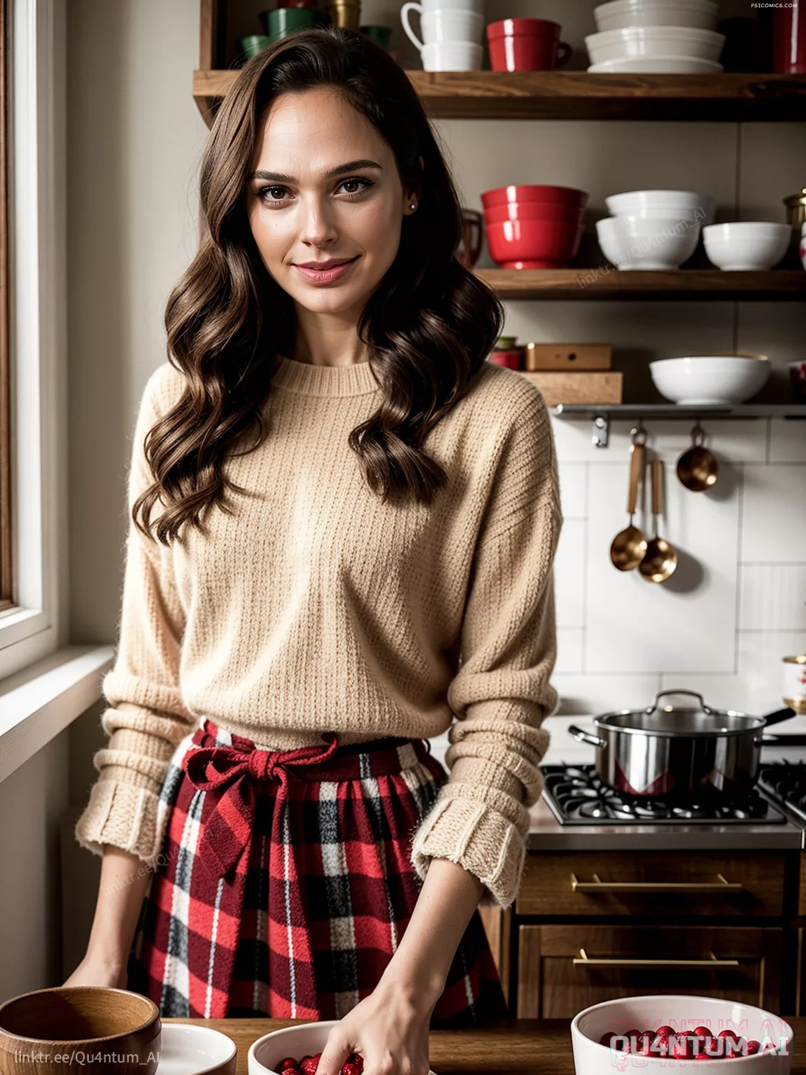 Gal Gadot Baking Cookies Christmas Wonder Woman QuantumAI FSIComics.com 10 - FSIComics