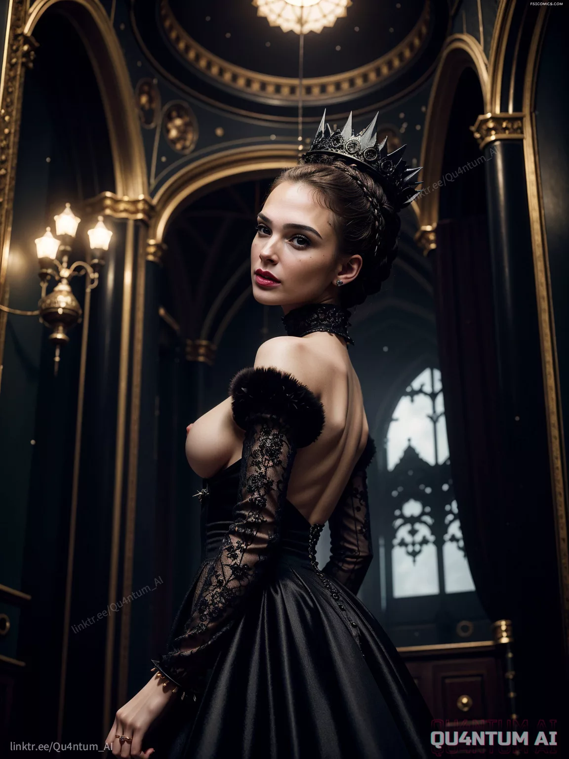 Gal Gadot Evil Queen Snow White Big Boobs Lace Lingerie leather magic QuantumAI FSIComics.com 10 - FSIComics