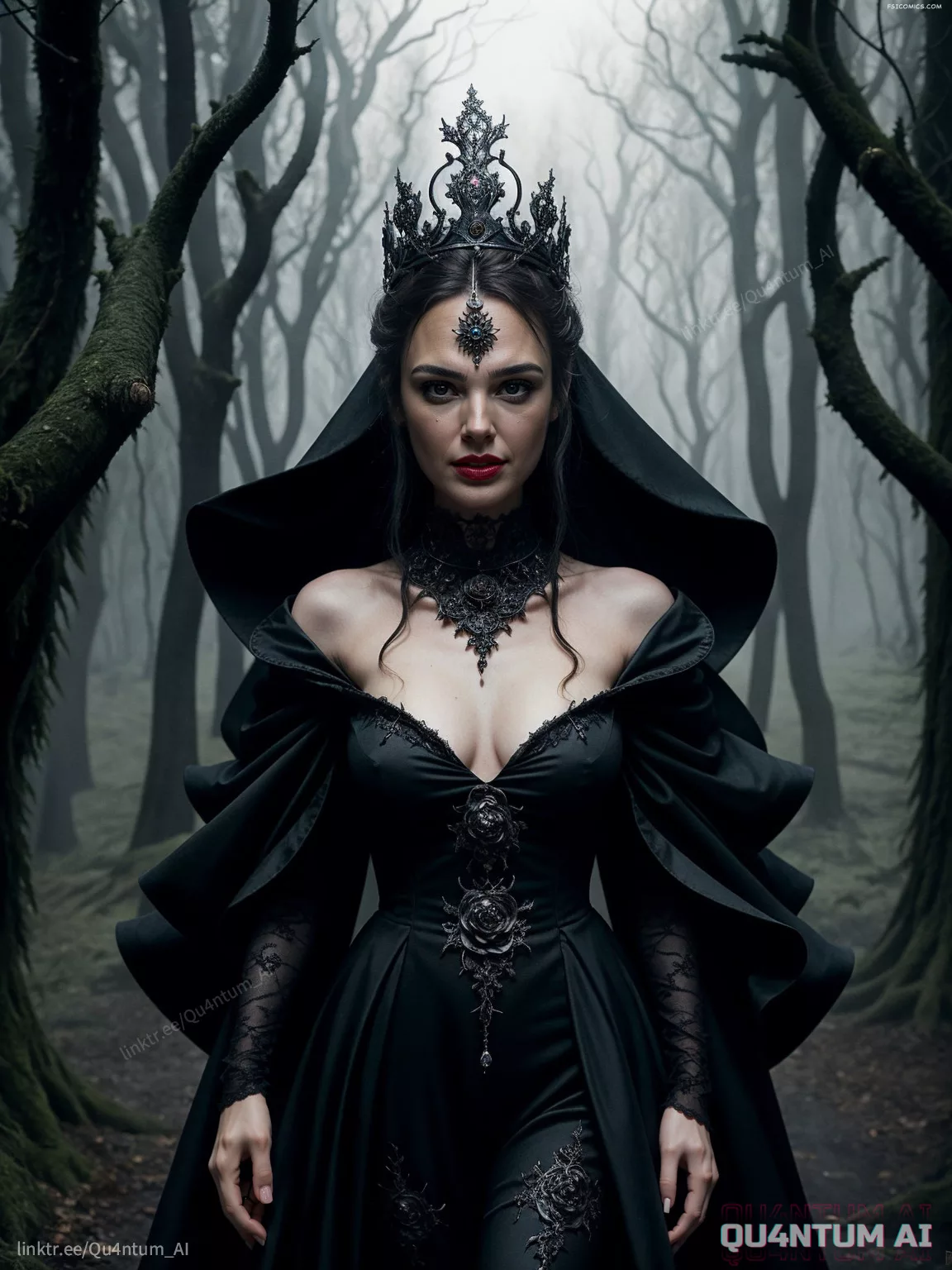 Gal Gadot Evil Queen Snow White Big Boobs Lace Lingerie leather magic QuantumAI FSIComics.com 14 - FSIComics