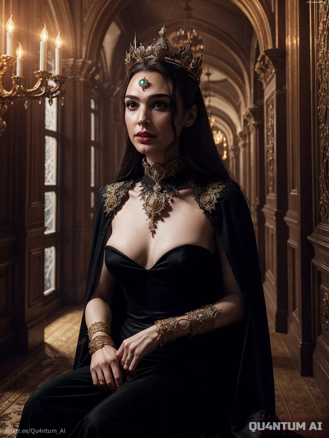 Gal Gadot Evil Queen Snow White Big Boobs Lace Lingerie leather magic QuantumAI FSIComics.com 19 - FSIComics