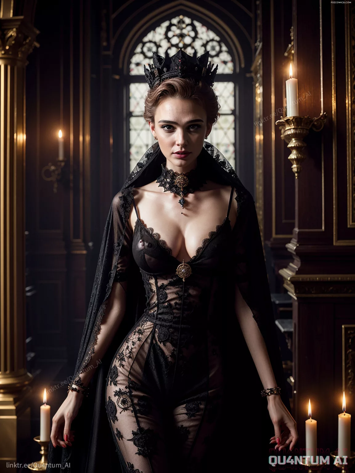 Gal Gadot Evil Queen Snow White Big Boobs Lace Lingerie leather magic QuantumAI FSIComics.com 21 - FSIComics