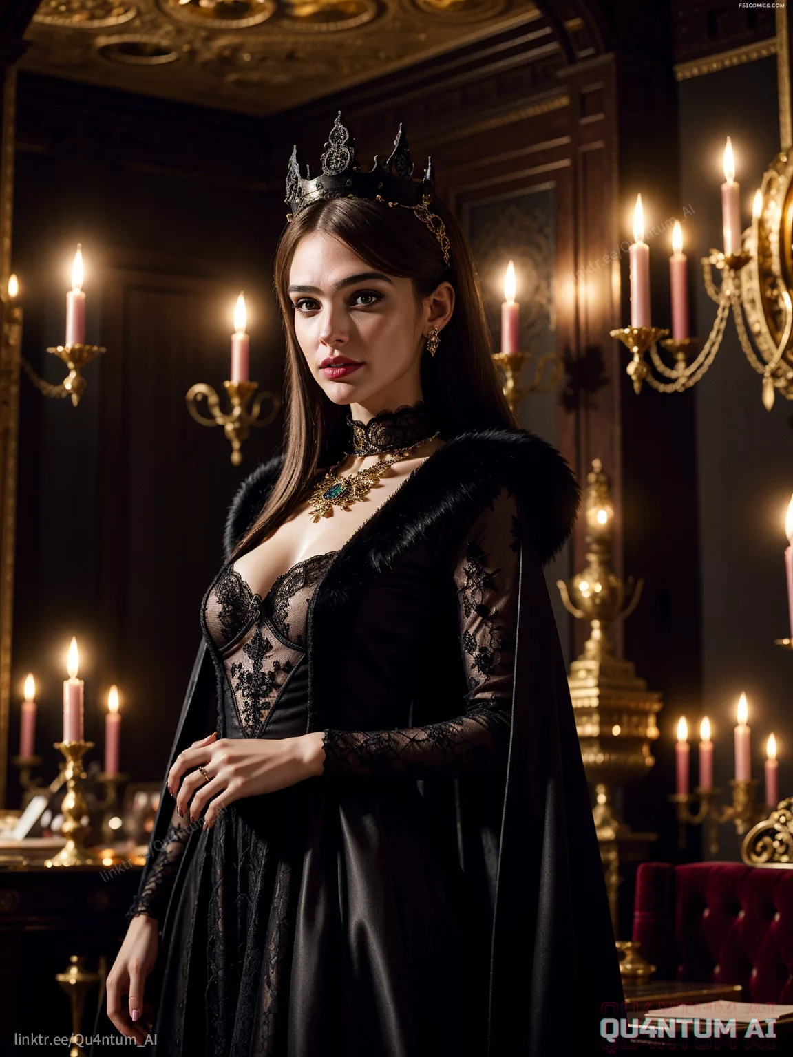Gal Gadot Evil Queen Snow White Big Boobs Lace Lingerie leather magic QuantumAI FSIComics.com 25 - FSIComics