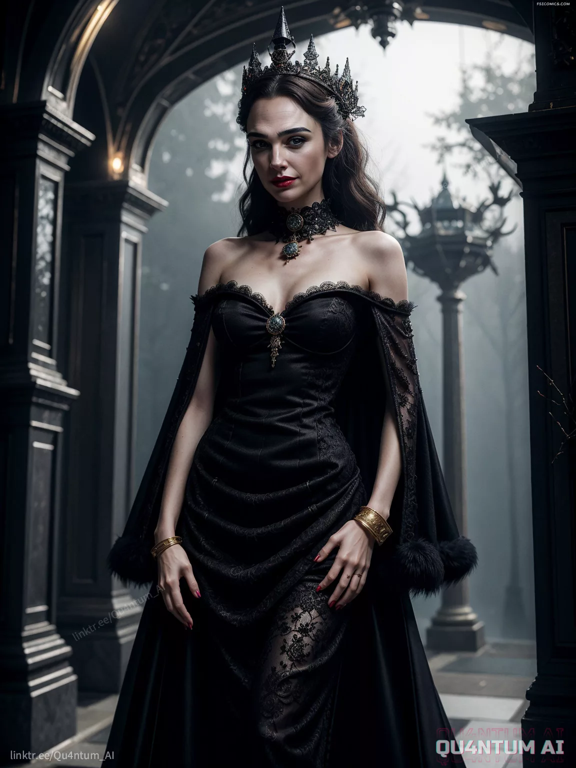 Gal Gadot Evil Queen Snow White Big Boobs Lace Lingerie leather magic QuantumAI FSIComics.com 28 - FSIComics