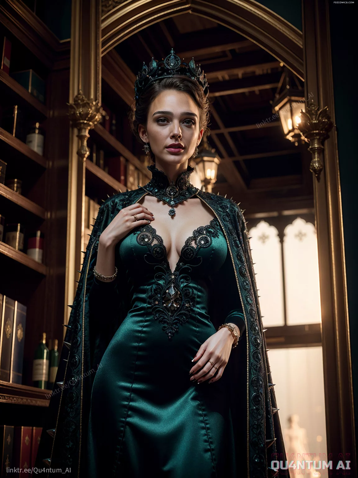 Gal Gadot Evil Queen Snow White Big Boobs Lace Lingerie leather magic QuantumAI FSIComics.com 3 - FSIComics