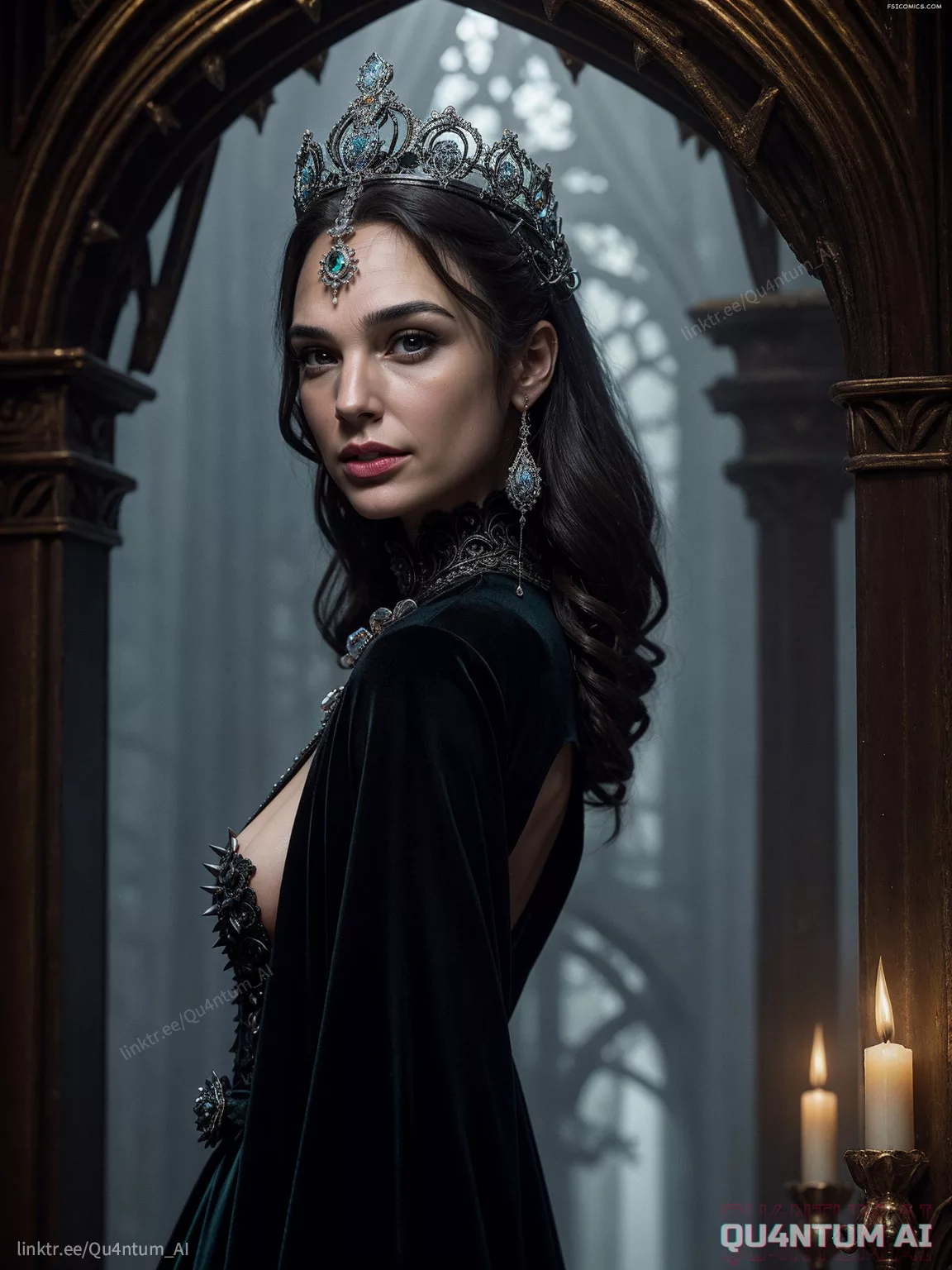 Gal Gadot Evil Queen Snow White Big Boobs Lace Lingerie leather magic QuantumAI FSIComics.com 31 - FSIComics
