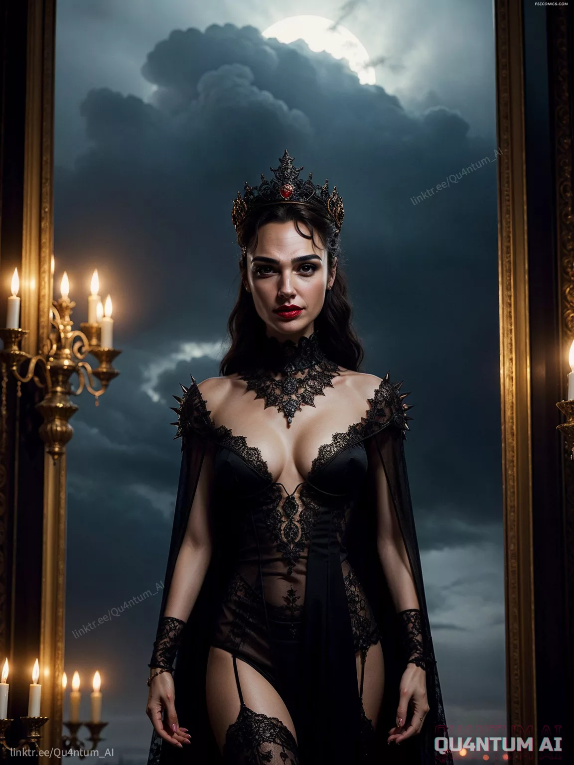 Gal Gadot Evil Queen Snow White Big Boobs Lace Lingerie leather magic QuantumAI FSIComics.com 6 - FSIComics