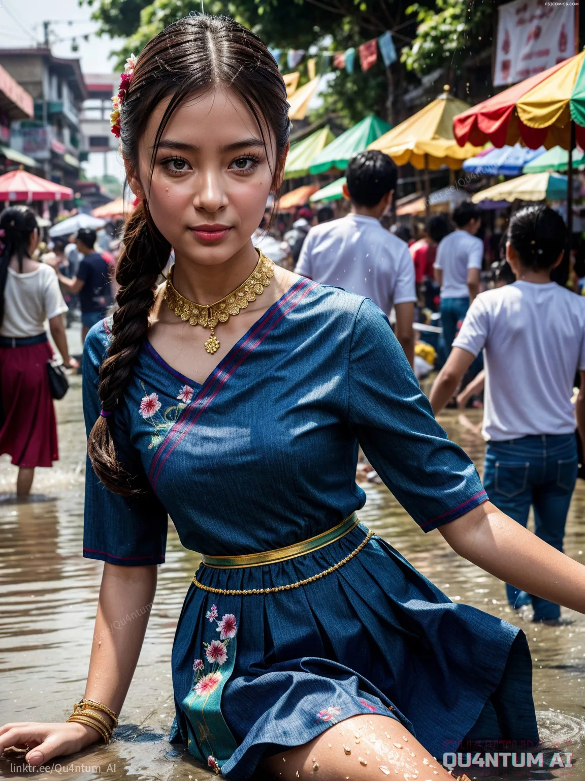 Hanni New Jeans Songkran Festival Pop Singer Korean Thailand Holiday QuantumAI FSIComics.com 8 - FSIComics