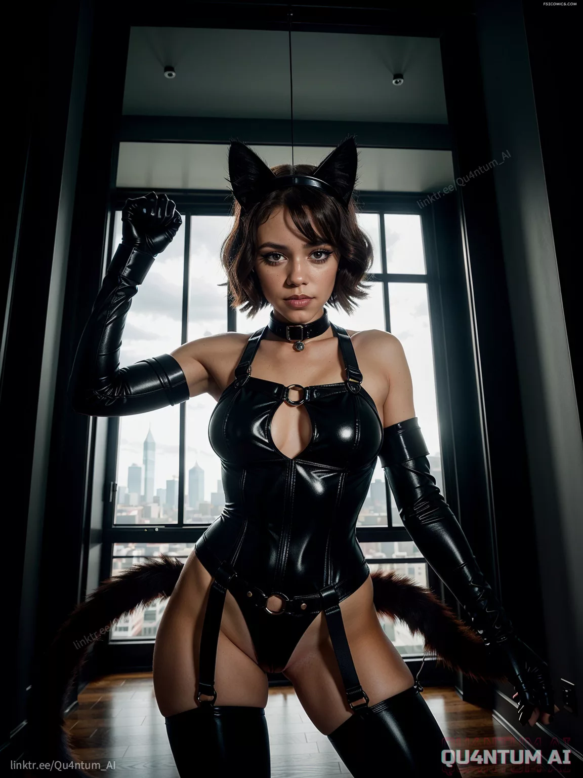 Jenna Ortega Catwoman Selina Kyle Batman Catsuit QuantumAI FSIComics.com 3 - FSIComics