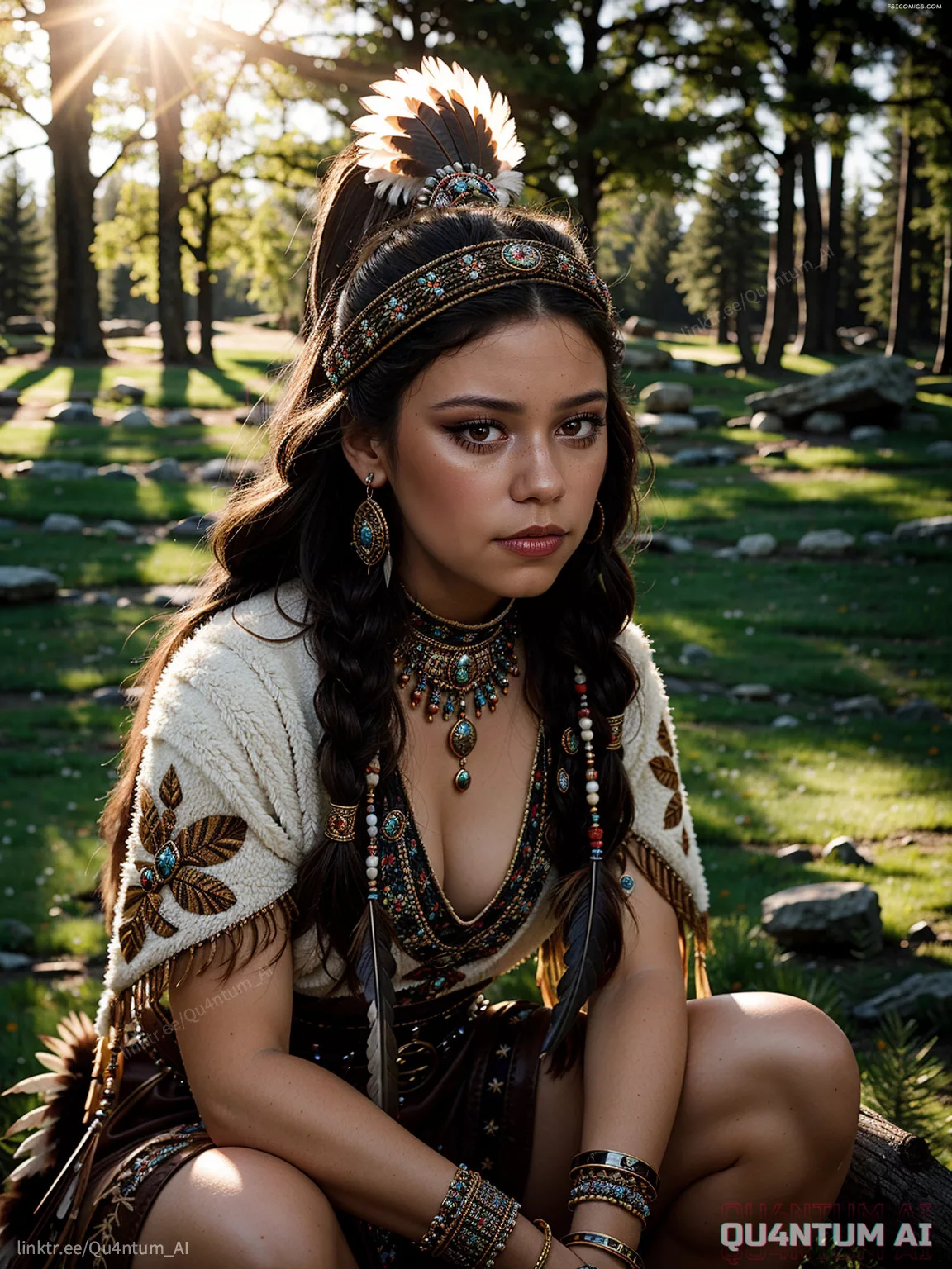 Jenna Ortega Native American Squad Indian Nature Costume Cosplay QuantumAI FSIComics.com 4 - FSIComics