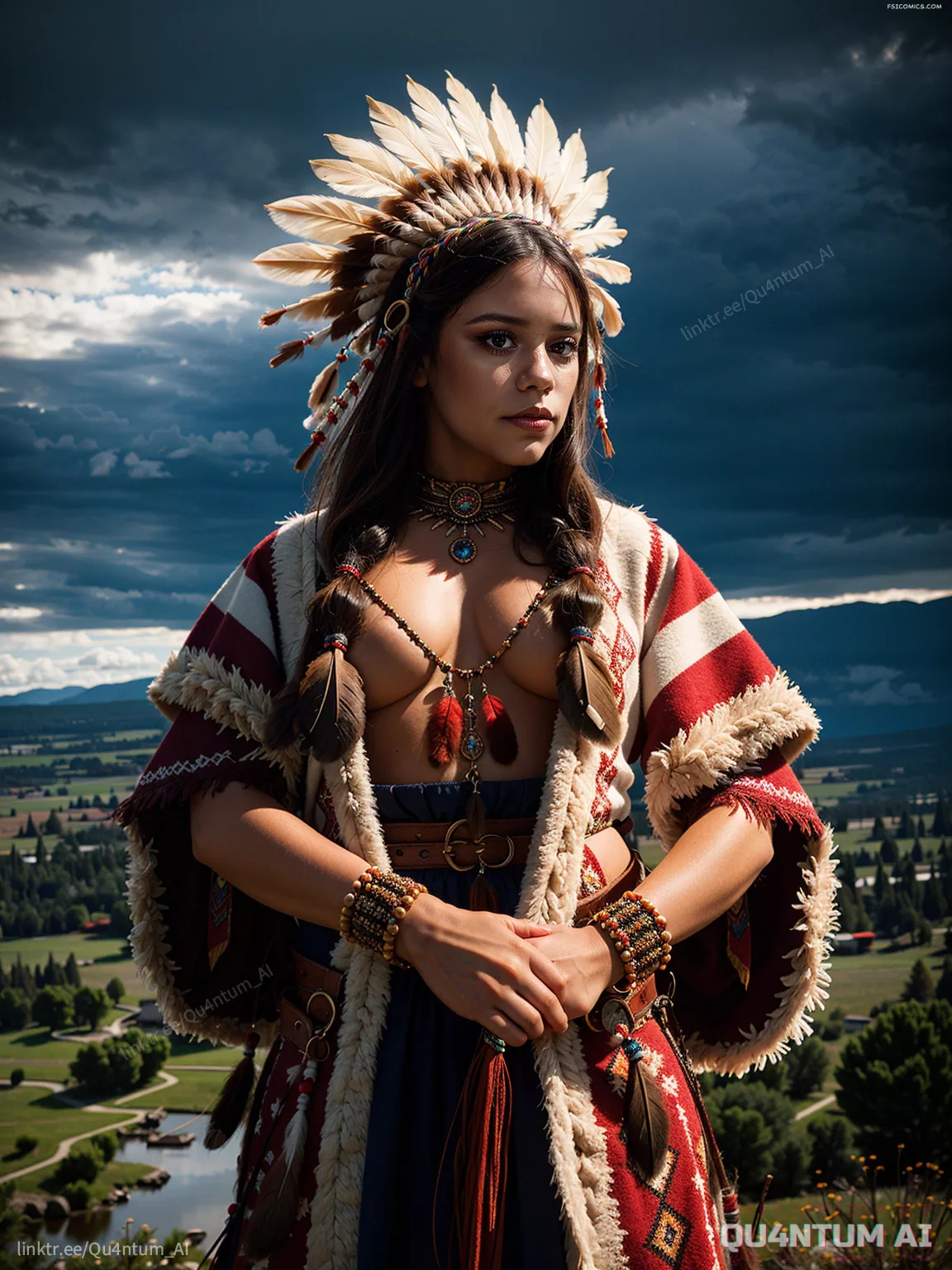 Jenna Ortega Native American Squad Indian Nature Costume Cosplay QuantumAI FSIComics.com 5 - FSIComics