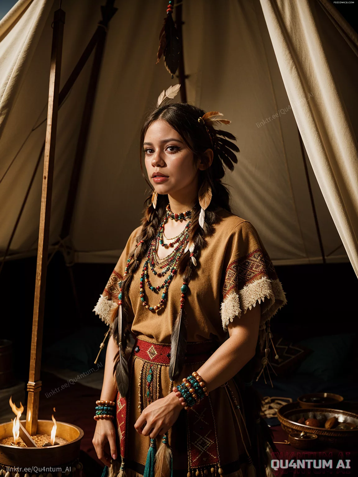 Jenna Ortega Native American Squad Indian Nature Costume Cosplay QuantumAI FSIComics.com 6 - FSIComics