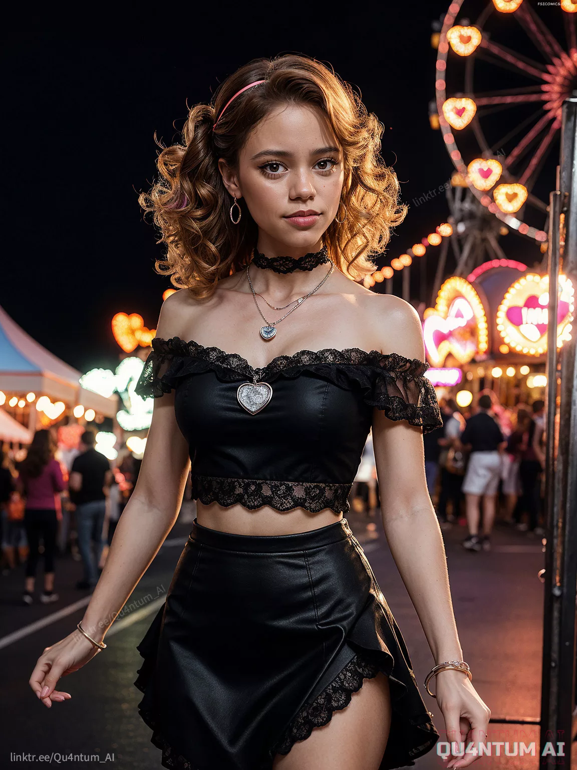 Jenna Ortega Valentines Day Lace Lingerie Date Wednesday QuantumAI FSIComics.com 16 - FSIComics