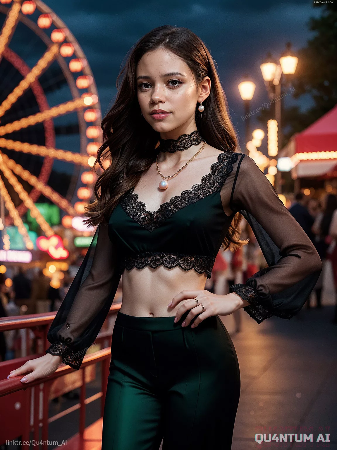 Jenna Ortega Valentines Day Lace Lingerie Date Wednesday QuantumAI FSIComics.com 20 - FSIComics