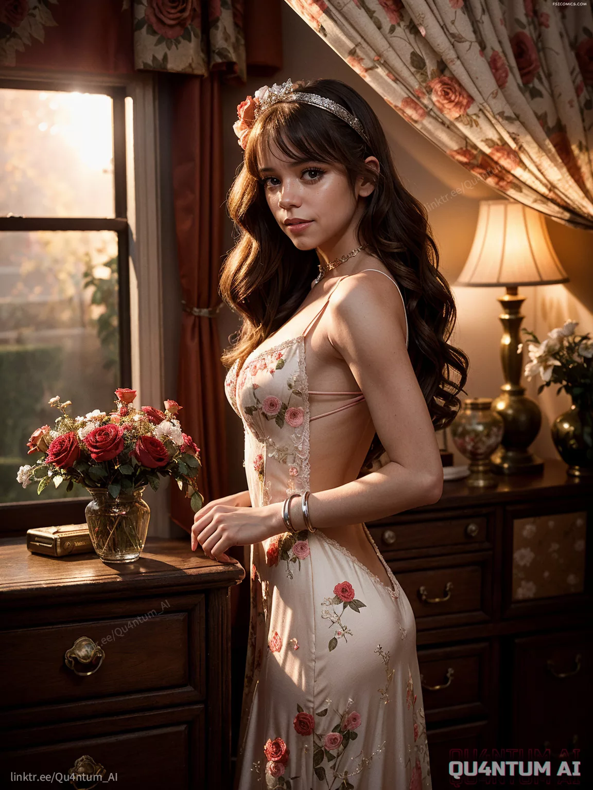 Jenna Ortega Valentines Day Lace Lingerie Date Wednesday QuantumAI FSIComics.com 4 - FSIComics