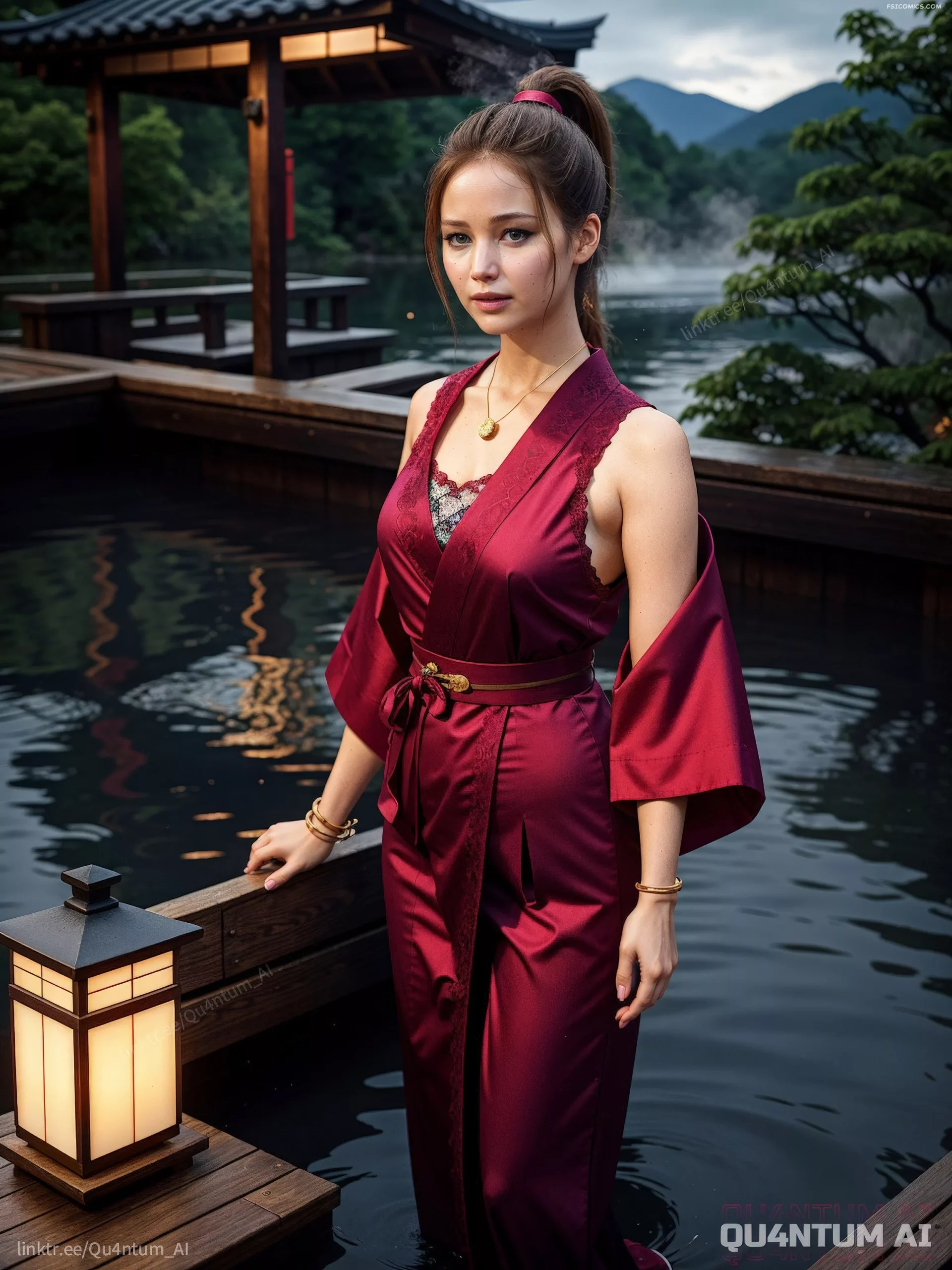 Jennifer Lawrence - Japanese Batch House Kimino Lingerie Lace Mystique Celebrity – QuantumAI