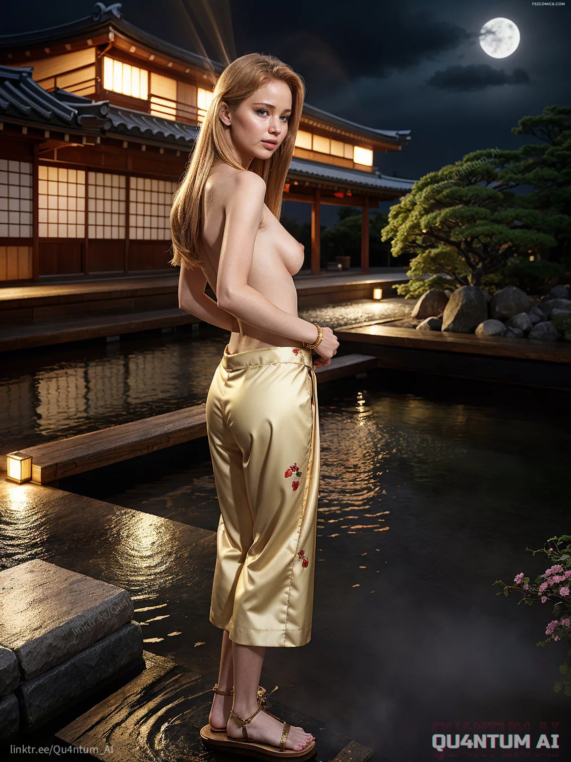 Jennifer Lawrence Japanese Batch House Kimino Lingerie Lace Mystique Celebrity22 - FSIComics