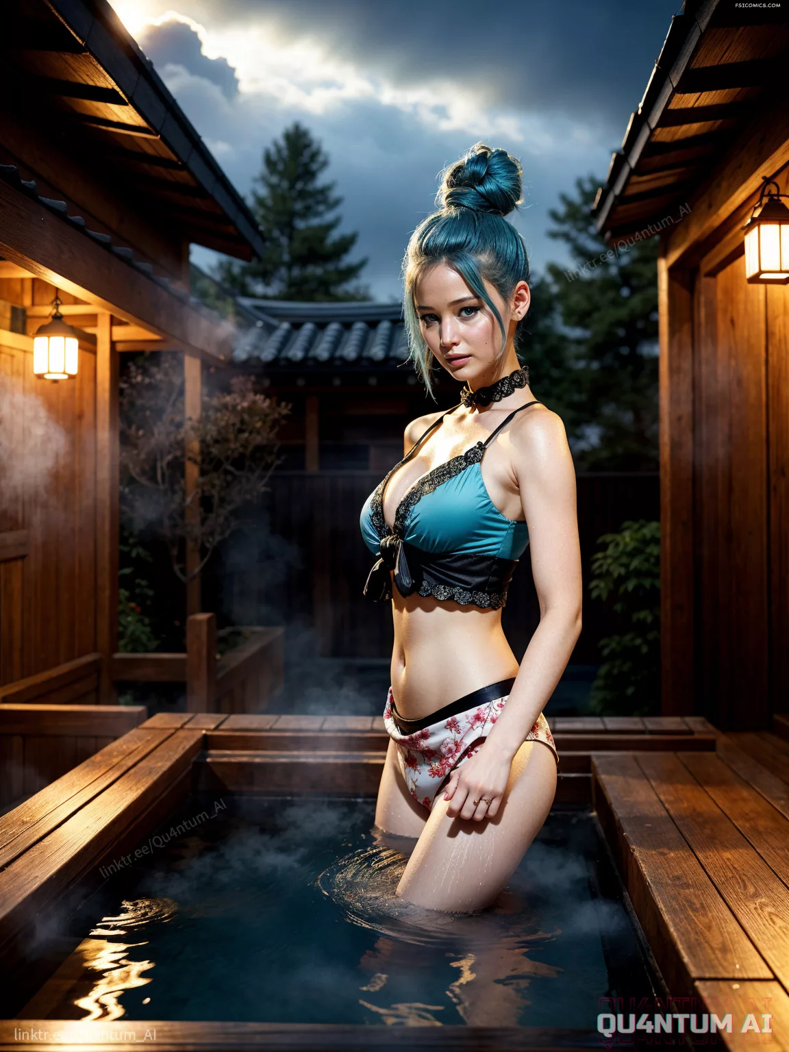 Jennifer Lawrence Japanese Batch House Kimino Lingerie Lace Mystique Celebrity7 - FSIComics