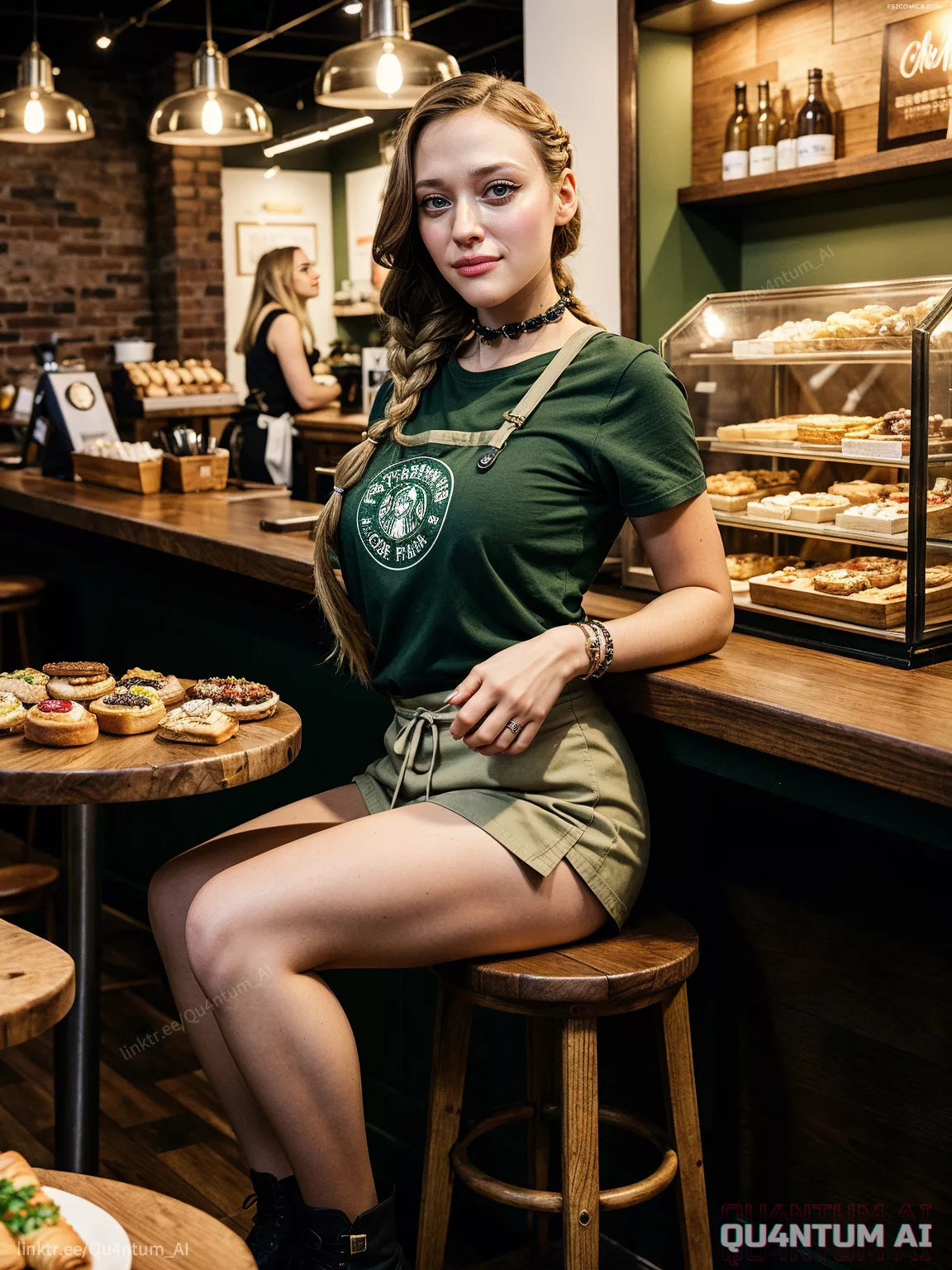 Kat Dennings Starbucks Coffee Shop Waitress Barista QuantumAI FSIComics.com 13 - FSIComics