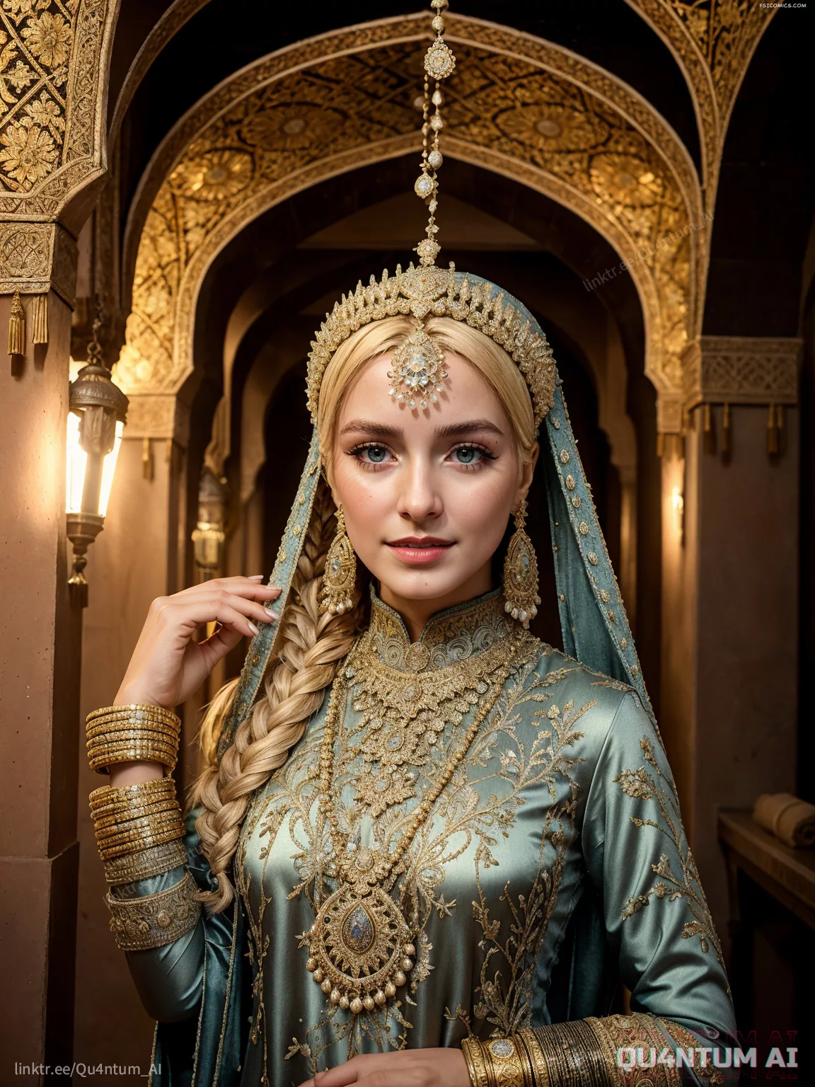 McKenna Grace Middle East Princess Hijab Eastern Luxurious Eastern Fashion QuantumAI FSIComics.com 07 00039 812499797 QuantumAI - FSIComics