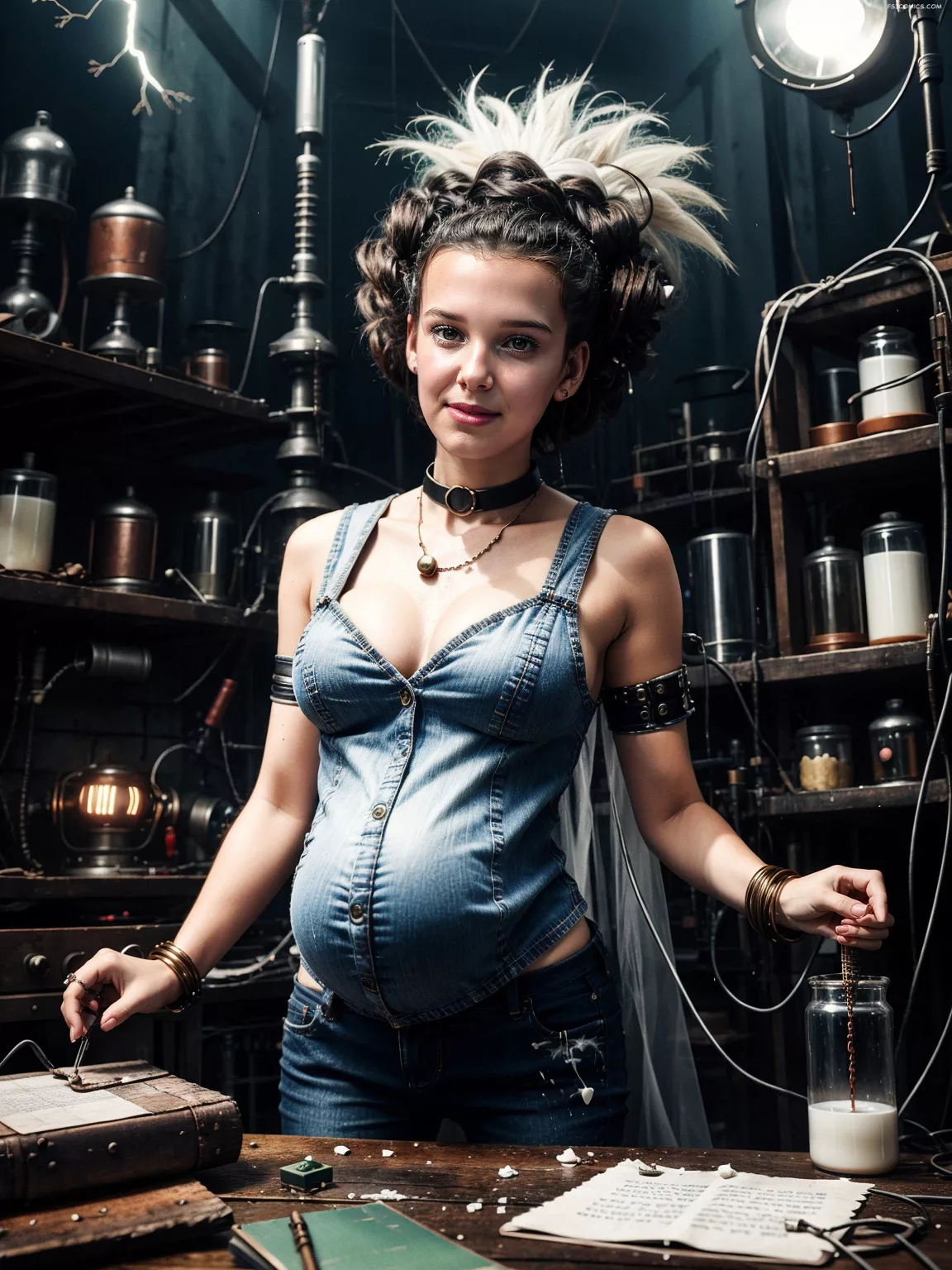 Millie Bobby Brown Frankenstein Assistant Bride Steampunk Halloween Preg Horror Vintage QuantumAI FSIComics.com 5 - FSIComics Millie Bobby Brown Frankenstein Assistant Bride Steampunk Halloween Preg Horror Vintage QuantumAI FSIComics.com 5 - FSIComics