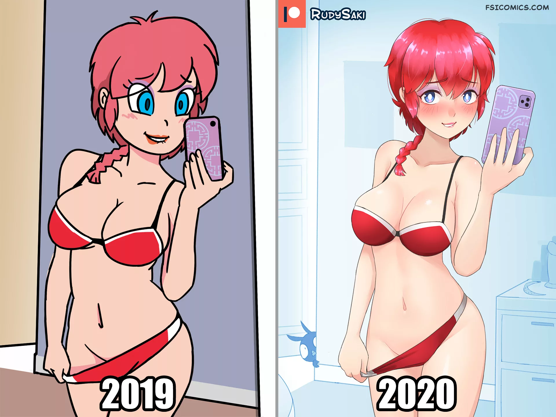 pinup artworks rudy saki Redraw Ranma Selfie DrawThisAgain 02 56 ranma compare - FSIComics