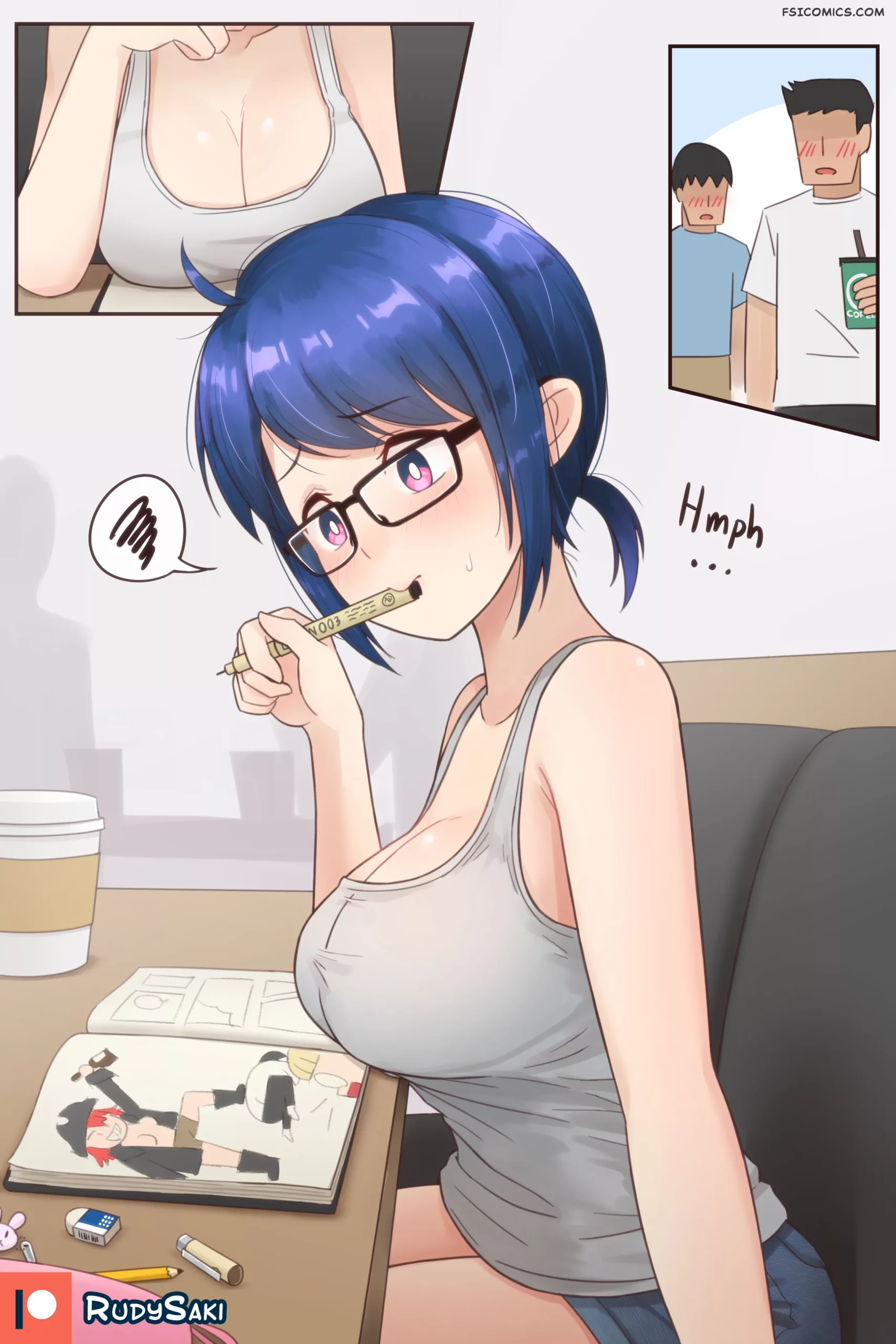 pinup artworks rudy saki Rudy at coffee shop 01 82 rudy scaled - FSIComics