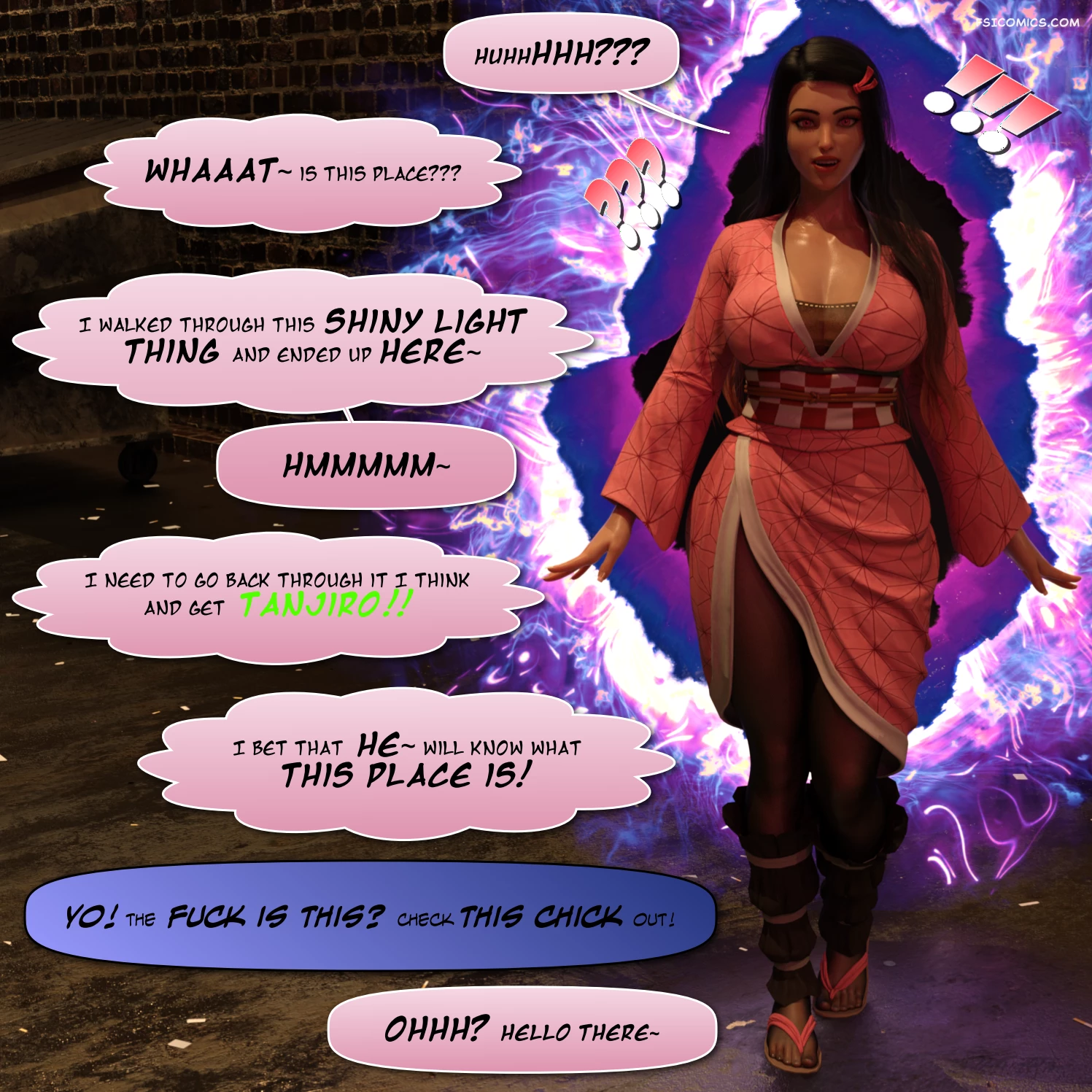 into a new reality featuring nezuko and power 3dk x 002 - FSIComics
